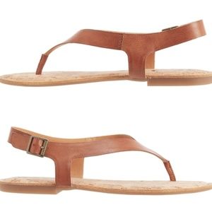KORKS Brand New 'Skylar' Tan Vegan Leather Thong Sandals